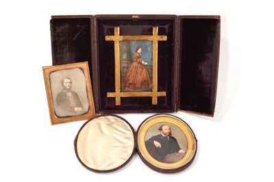 Lot 872 - Overpainted Victorian photograph, others