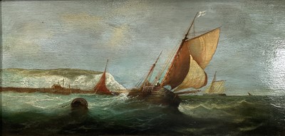 Lot 222 - Scottish School, oil on panel - on the Scottish coast, 20cm x 40cm, framed