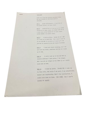 Lot 1439 - Original script by Marty Feldman and John Law for the Frost Report for 'Three Men' featuring John Cleese, Ronnie Barker and Ronnie Corbett. Provenance: Josephine Tewson Collection