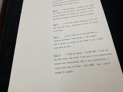 Lot 1439 - Original script by Marty Feldman and John Law for the Frost Report for 'Three Men' featuring John Cleese, Ronnie Barker and Ronnie Corbett. Provenance: Josephine Tewson Collection