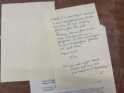 Lot 1440 - Ronnie Barker (1929-2005) memorabilia. Provenance: Josephine Tewson Collection