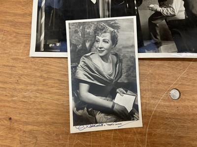 Lot 1453 - Publicity photographic still of Richard III with Sir Laurence Olivier and Sir Ralph Richardson and signed photograph of Dame Edith Evans in Laureola (1949)