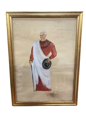 Lot 1464 - Framed costume design for Sir Michael Hordern as Menenius in Coriolanus (Stratford 1952) by designer Motley