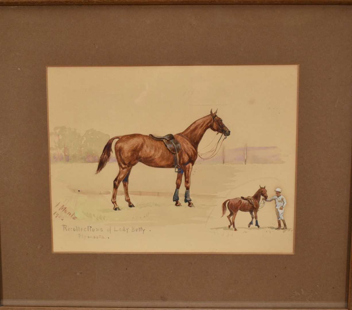 Lot 154 - Imogen Muntz 20th century watercolour - ‘Recollections of Lady Betty’, signed, titled and dated 1926, 17cm x 22.5cm, in glazed frame