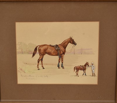 Lot 1242 - Imogen Muntz 20th century watercolour - ‘Recollections of Lady Betty’, signed, titled and dated 1926, 17cm x 22.5cm, in glazed frame