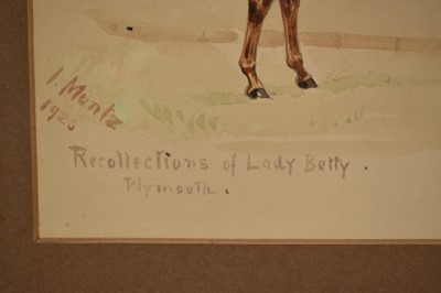 Lot 154 - Imogen Muntz 20th century watercolour - ‘Recollections of Lady Betty’, signed, titled and dated 1926, 17cm x 22.5cm, in glazed frame