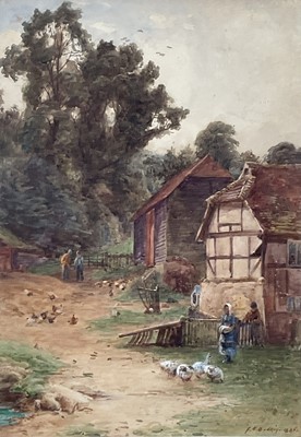 Lot 229 - F E Bodkin (19th/20th Century) watercolour - country scene, signed and dated 1886, 35cm x 24cm, in glazed frame