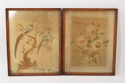 Lot 851 - Pair of George III silk work pictures