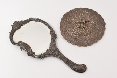 Lot 1019 - Egyptian silver dressing table mirror and a continental hand mirror