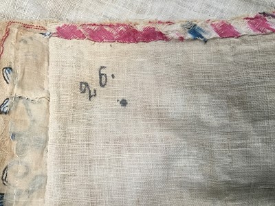 Lot 2050 - Antique embroidered Suzani with scrolling foliage on cream ground