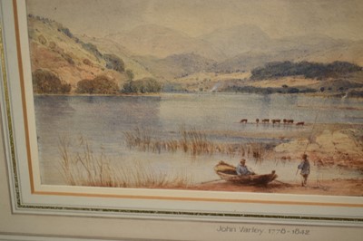 Lot 144 - John Varley (1778-1842) watercolour - extensive landscape with figures, 17.5cm x 26cm, in glazed gilt frame