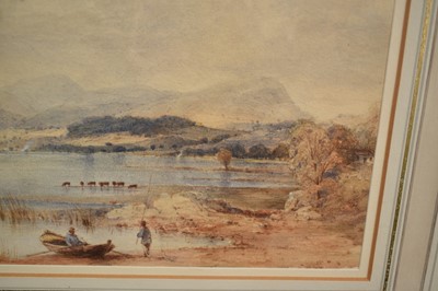 Lot 144 - John Varley (1778-1842) watercolour - extensive landscape with figures, 17.5cm x 26cm, in glazed gilt frame