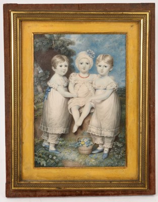 Lot 853 - William Douglas (1780-1832) portrait miniature on ivory depicting three children