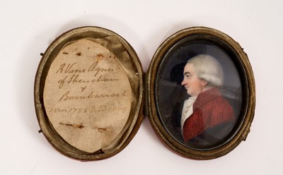 Lot 861 - Late 18th century portrait miniature on ivory of a gentleman in profile named as R Vans Agnew
