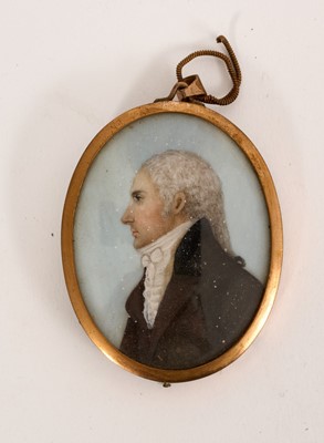 Lot 866 - Early 19th century portrait miniature on ivory of a gentleman in profile
