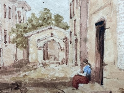 Lot 4 - 19th century Grand Tour watercolour depicting ancient ruins, 19cm x 25cm, dated 1844 to reverse, in glazed maple frame.