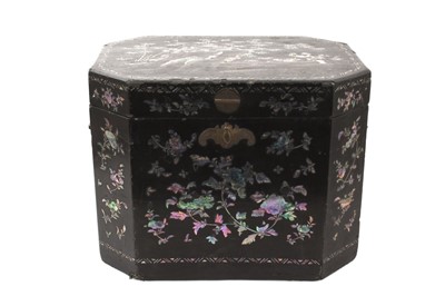 Lot 926 - 19th century Japanese black lacquer and mother of pearl inlaid canted box