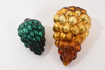 Lot 240 - Two 19th century Christmas gold and green Grape glass Kugels