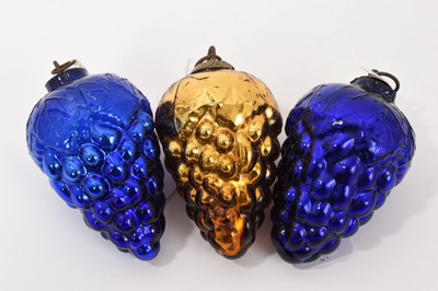 Lot 242 - Three vintage Christmas glass grapes/kugels