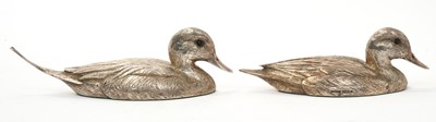 Lot 260 - Mid 20th century pair of filled silver ducks, by Charles Frederick Hancock