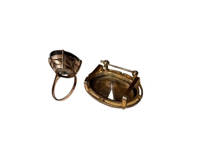 Lot 4 - Large oval mixed cut smoky quartz cocktail ring in yellow metal setting, size R and a similar costume brooch (2)