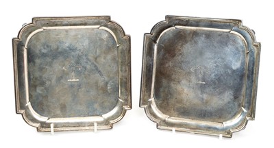Lot 274 - Pair of Victorian silver card trays