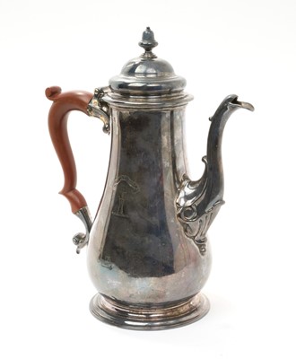 Lot 275 - George II silver coffee pot