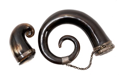 Lot 929 - 18th century Scottish silver mounted horn snuff mull and another