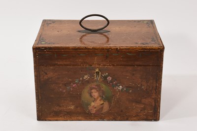 Lot 909 - Regency satinwood and polychrome painted tea caddy