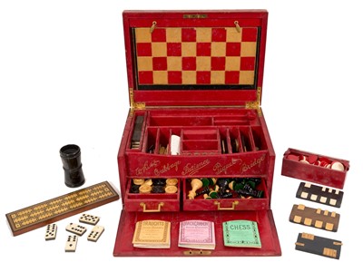 Lot 900 - Early 20th century leather cased games compendium