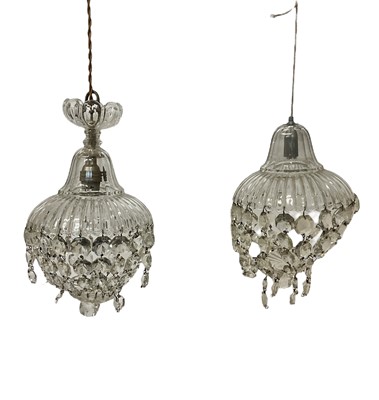 Lot 931 - Pair of 19th century cut glass chandeliers and cut glass shade