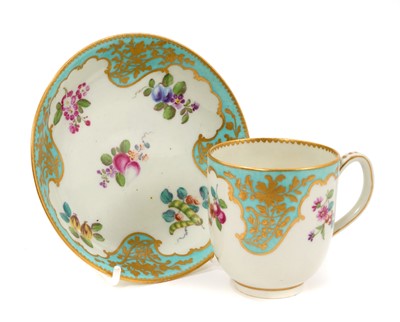 Lot 51 - A Worcester coffee cup and saucer, circa 1770
