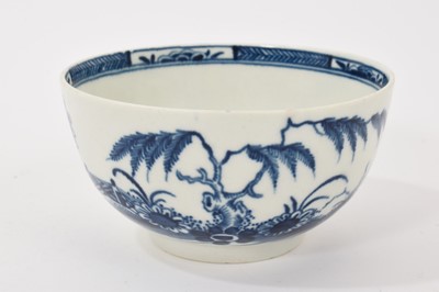 Lot 67 - A small Worcester blue and white bowl, circa 1770, painted in Candle Fence pattern, crescent mark to base, 10.25cm diameter