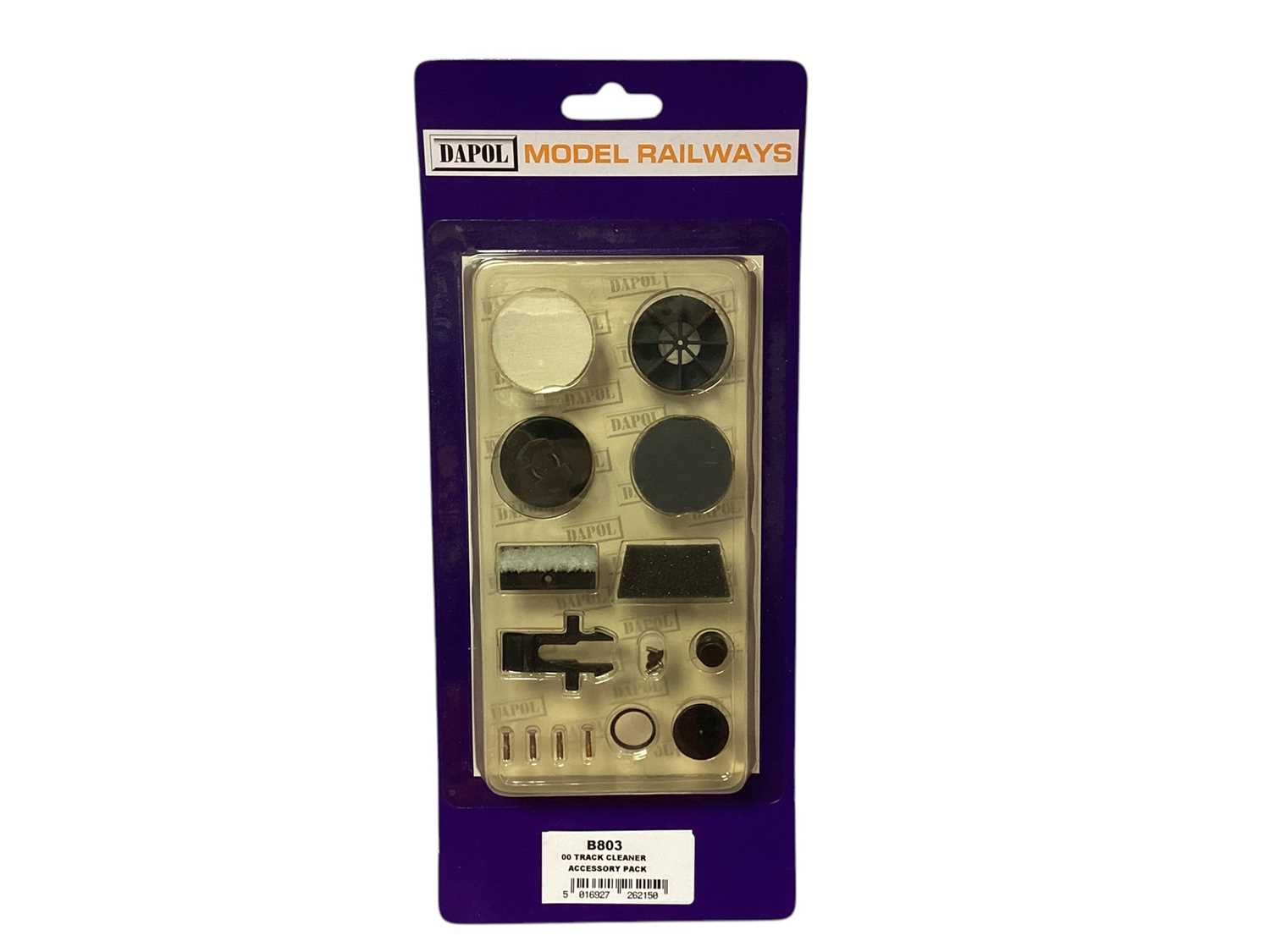 Lot 1830 - Dapol OO Gauge Track Cleaner, boxed B800, plus Track Cleaner Accessory Pack B803 & Hornby Track Cleaner (3)