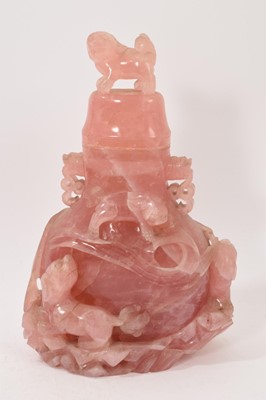 Lot 958 - Large Chinese carved rose quartz vessel and cover