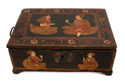 Lot 959 - Antique Indian polychrome painted wooden box