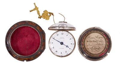 Lot 768 - 18th century triple cased pocket watch with tortoiseshell outer case, made for the Turkish market