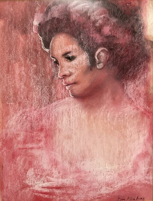 Lot 1265 - *Tom Keating (1917-1984) pastel on paper - The Pink Lady, signed, 52cm x 40cm, in glazed gilt frame