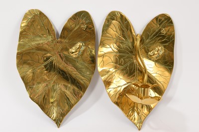 Lot 1097 - Pair of late 19th century Aesthetic movement brass wall sconces