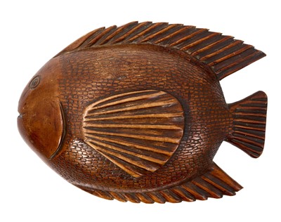 Lot 1041 - Pitcairn Islands carved wooden fish dish, of unusual form