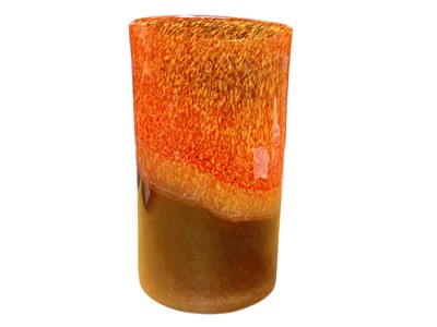 Lot 1102 - Stylish orange and brown art glass vase, possibly Monart
