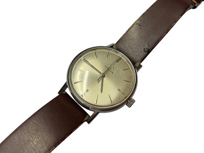 Lot 53 - 1960s Omega wristwatch on brown leather strap