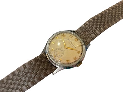 Lot 54 - 1950s Girard-Perregaux wristwatch on woven canvas strap