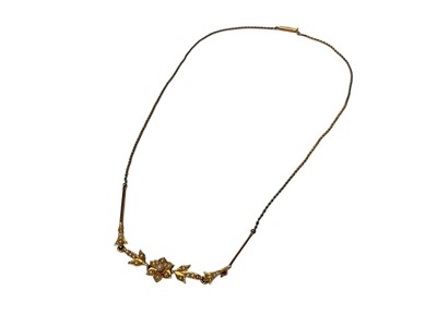 Lot 56 - Edwardian gold and seed pearl floral pendant necklace