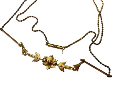 Lot 56 - Edwardian gold and seed pearl floral pendant necklace