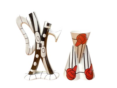 Lot 1109 - Lorna Bailey Old Ellgreave Pottery limited edition abstract vase, no. 39 of 50, together with another Lorna Bailey vase (2)
