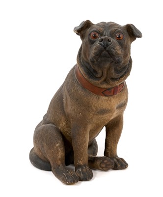 Lot 246 - Late 19th century Austrian pottery figure of a pug dog