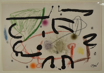 Lot 1396 - *Joan Miro (1893-1983) lithograph in colours - Maravillas Con Variaciones Acrósticas 15 (1975) from an edition of 1500 on Guarro paper, 50cm x 71.5cm, in glazed gilt frame
