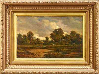 Lot 1344 - John Moore of Ipswich (1820-1902) oil on panel - Autumn Landscape, signed and dated 1884, 30cm x 43cm, in gilt frame