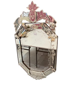 Lot 1691 - 19th century style etched Venetian glass wall mirror
